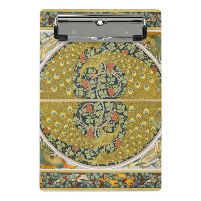 Ornate William Morris Style Peacock Grapevine Art Mini Clipboard (Front)