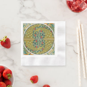 Ornate William Morris Style Peacock Grapevine Art Napkins