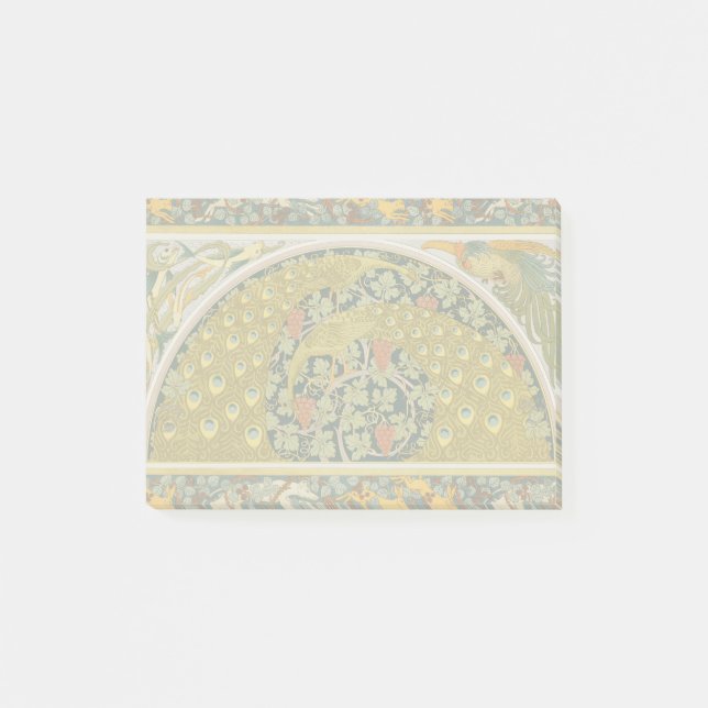 Ornate William Morris Style Peacock Grapevine Art Post-it Notes (Front)
