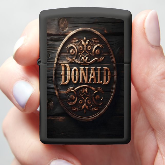 Ornate Wood Carving With Donald Zippo Lighter (In Hand)