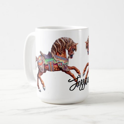 Ornate Wooden Carousel Horse Coffee Mug