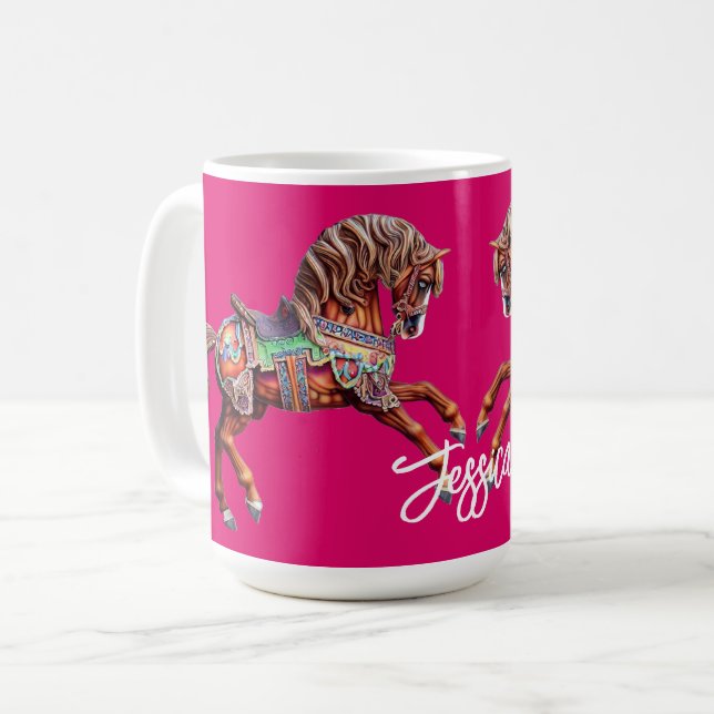 Ornate Wooden Carousel Horse Coffee Mug (Front Left)