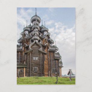 Ornate wooden church, Russia Postcard