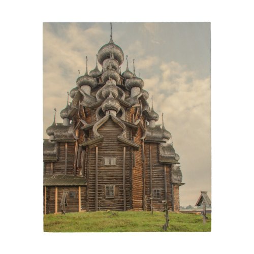 Ornate wooden church Russia Wood Wall Art