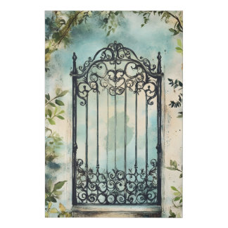 Ornate wrought iron gate.  This is a digital water Faux Canvas Print