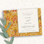 Ornate Yellow Gold Floral Peacock Save The Date Invitation<br><div class="desc">If you need any further customisation please feel free to message me on yellowfebstudio@gmail.com.</div>