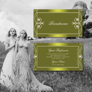 Ornate Yellow Olive Sparkling Diamonds Ornaments Business Card