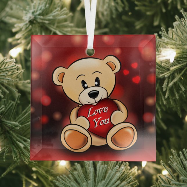 Ornement En Verre L'ourson t'aime Glass Ornament (Insitu)