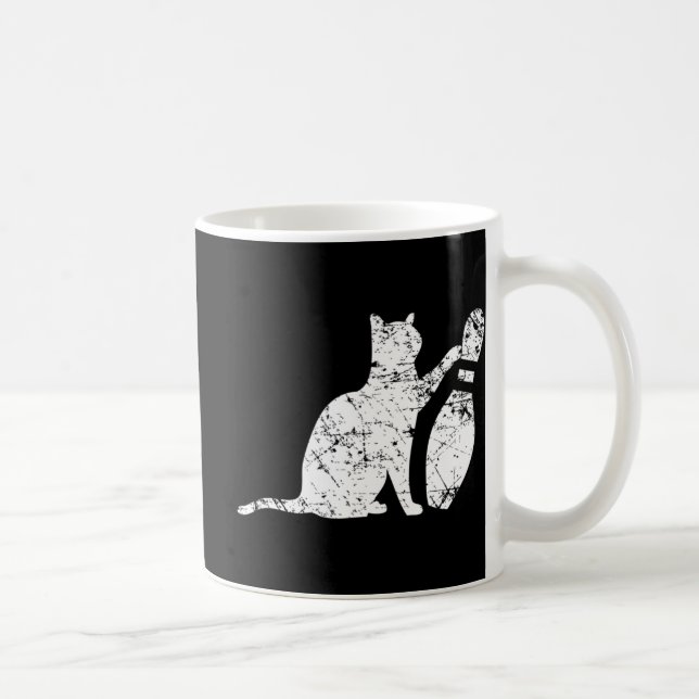 Ornery Alley Cat Tipping Bowling Pin Fun Team Gift Coffee Mug (Right)