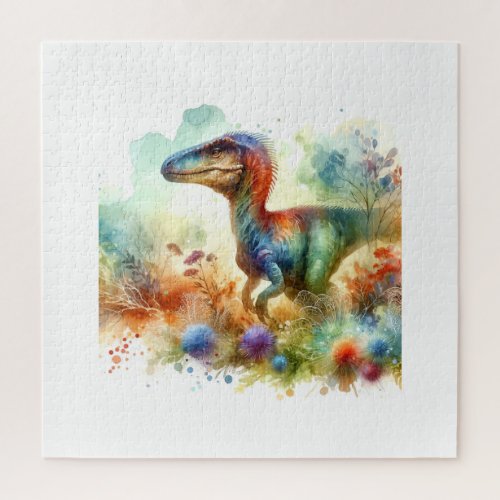 Ornitholestes in Colorful Watercolor AREF662 _ Wat Jigsaw Puzzle