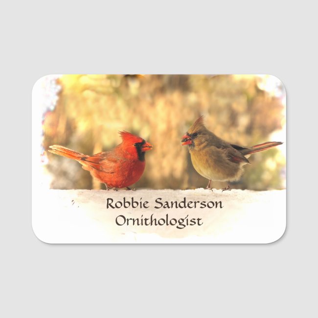 Ornithologist Cardinal Birds Name Tag