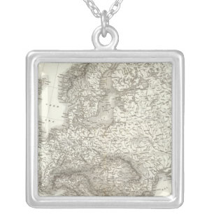Orograph Europa - Physical Map of Europe Silver Plated Necklace