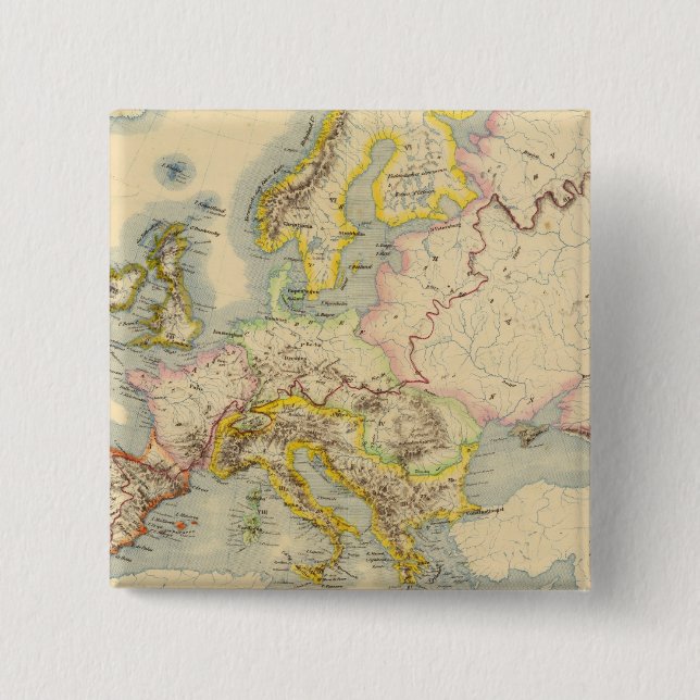 Orographic map of Europe Pinback Button (Front)
