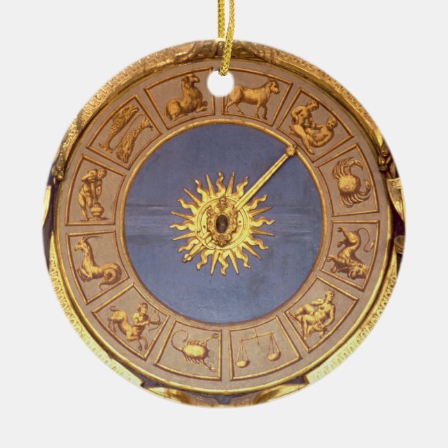 Orologio Zodicale (Zodiac Clock) (fresco and gilde Ceramic Ornament (Front)