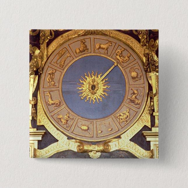 Orologio Zodicale (Zodiac Clock) (fresco and gilde Pinback Button (Front)