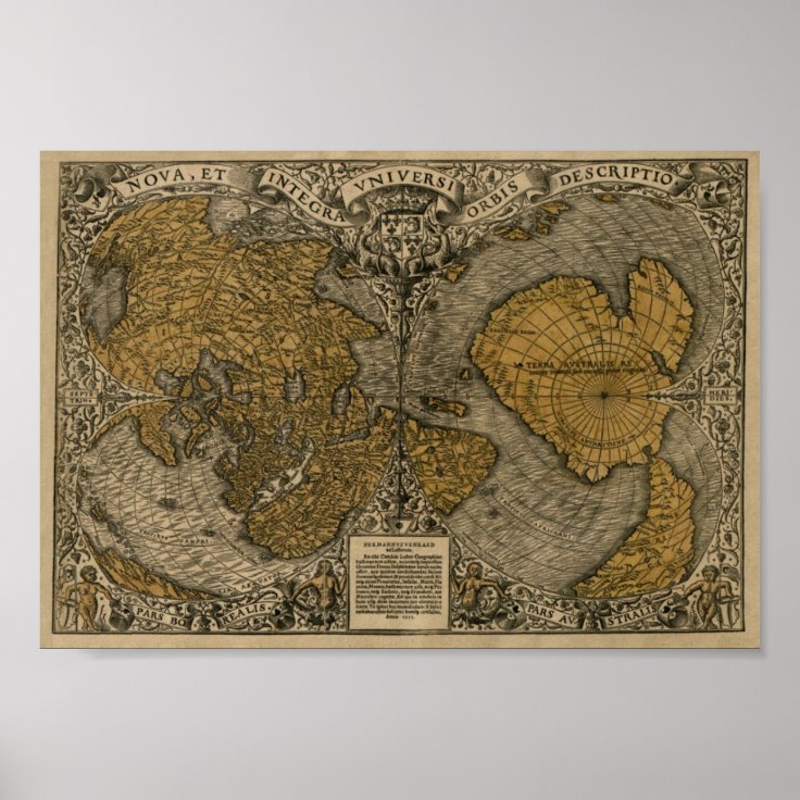 Oronce Fine 1531 World map Poster | Zazzle