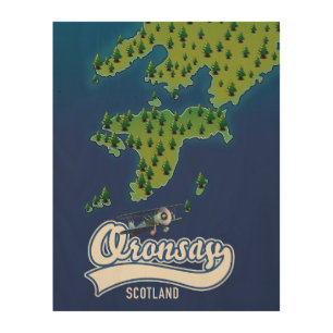 Oronsay Scotland island map  Wood Wall Art
