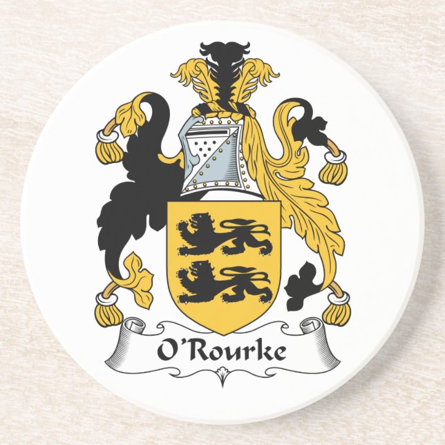 O'Rourke Family Crest Sandstone Coaster (Front)