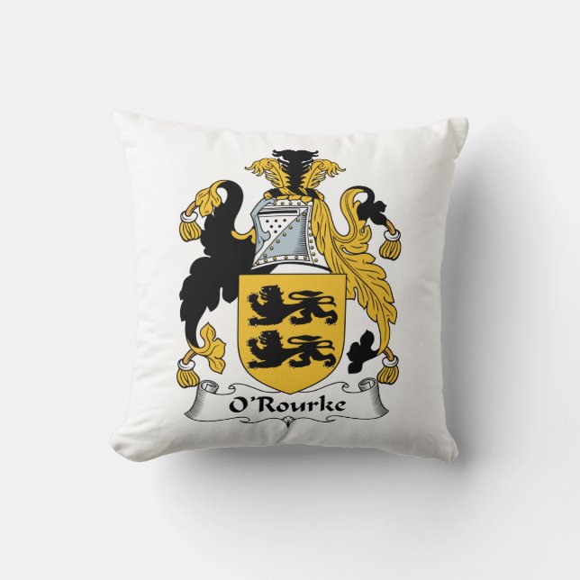O'Rourke Family Crest Throw Pillow (Front)
