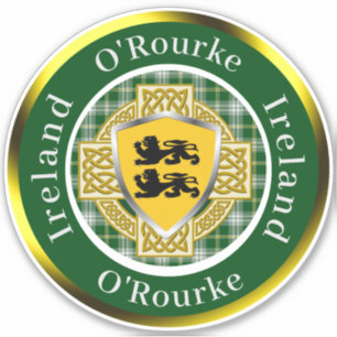 O'Rourke Irish Shield/Celtic Cross Personalized Sticker