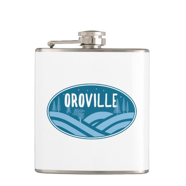 Oroville California Outdoors Flask (Front)