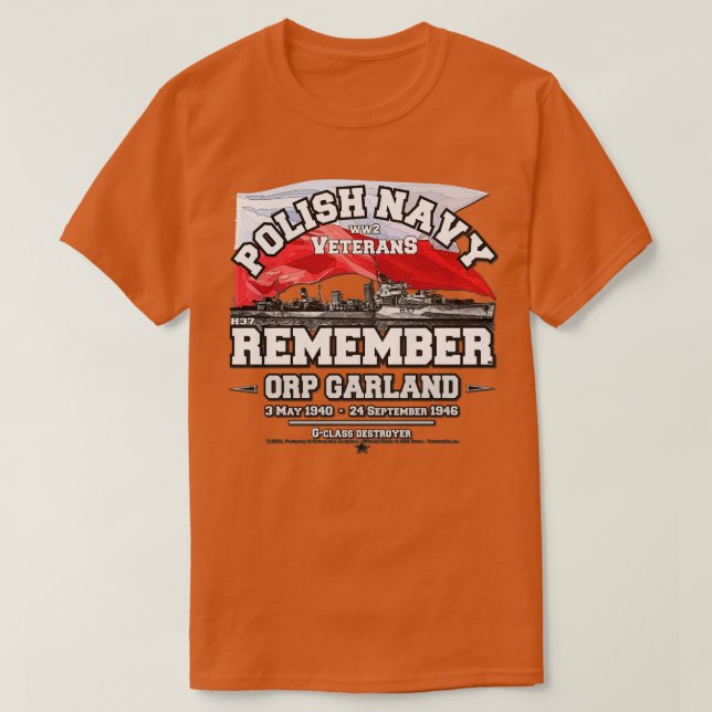 ORP Garland Polish Navy WW2 T-Shirt (Design Front)