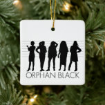 Orphan Black | Character Silhouette Ceramic Ornament<br><div class="desc">This cool silhouette of your five favorite sestras is a fun tribute to the smash hit TV show, Orphan Black. Rachel, Alison, Sarah, Helena, and Cosima stand out from the shadows in this modern, black and white print of the Project Leda clones. Inspired by the gripping sci-fi adventure, this futuristic...</div>