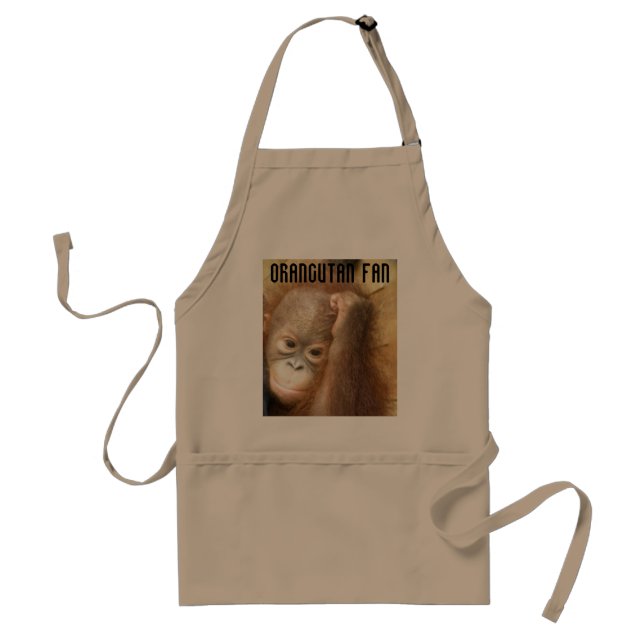 orphaned baby_2, Orangutan Fan Adult Apron (Front)