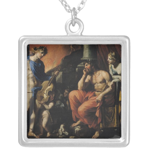 Orpheus before Pluto and Persephone Silver Plated Necklace (Front)