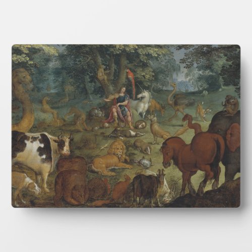 Orpheus Charming the Beasts oil on panel Plaque