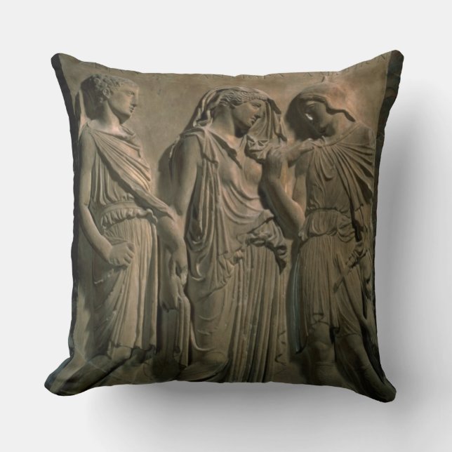 Orpheus, Eurydice and Hermes (marble) Throw Pillow (Front)