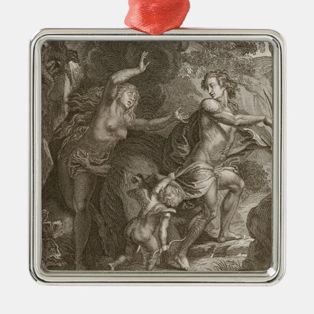 Orpheus, Leading Eurydice Out of Hell, Looks Back Metal Ornament (Front)