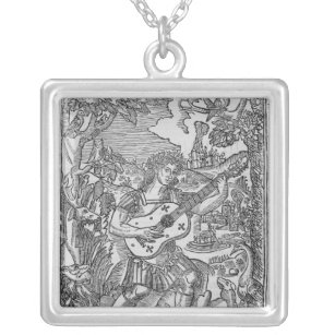 Orpheus Playing Music Silver Plated Necklace