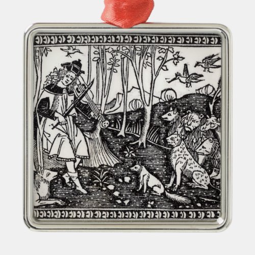 Orpheus Playing to the Animals 1500 Metal Ornament