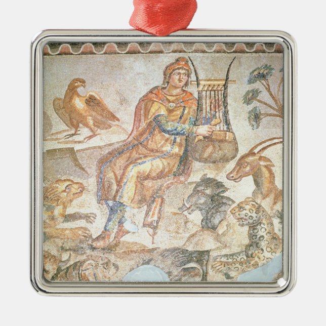Orpheus playing to the animals, Roman mosaic Metal Ornament (Front)
