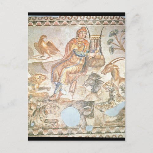 Orpheus playing to the animals Roman mosaic Postcard