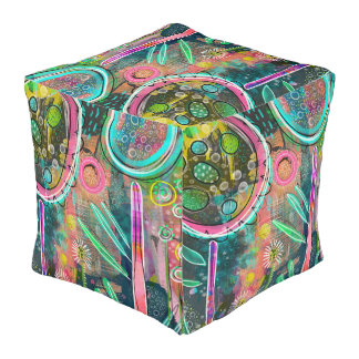 Orphic Origins - Nature Inspired Floral Art - Pouf