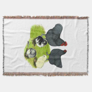 Orpington Blue Chicken Family Throw Blanket