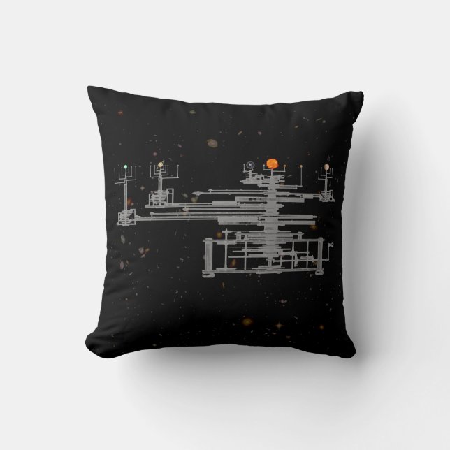 Orrery Planetary Earth Moon and Planets in Space Throw Pillow (Front)