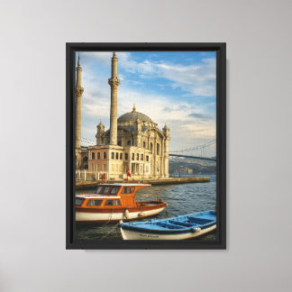 Ortaköy Mosque and Bosphorus Boats Canvas Print