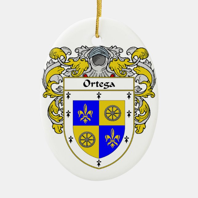 Ortega Coat of Arms/Family Crest Ceramic Ornament (Front)