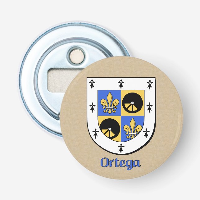 Ortega Heraldic Arms on Parchment Style Back Bottle Opener (Front)