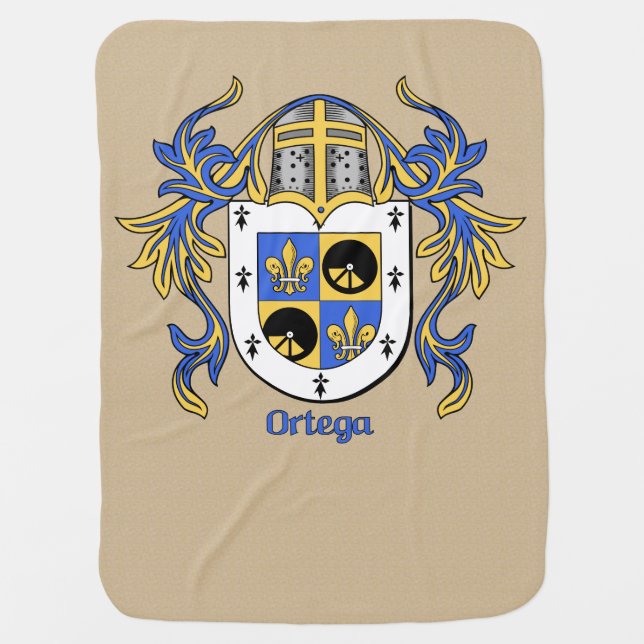 Ortega Heraldic Shield and Mantling Receiving Blanket (Front)