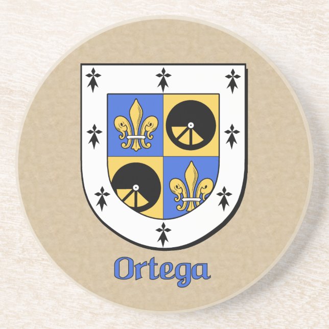 Ortega Heraldic Shield Drink Coaster (Front)