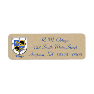 Ortega Heraldic Shield Label