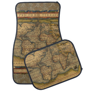 Ortelius 1570 World Map: Antique Cartography Car Mat