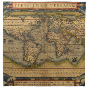 Ortelius 1570 World Map: Antique Cartography Cloth Napkin