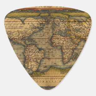 Ortelius 1570 World Map: Antique Cartography Guitar Pick