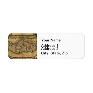 Ortelius 1570 World Map: Antique Cartography Label