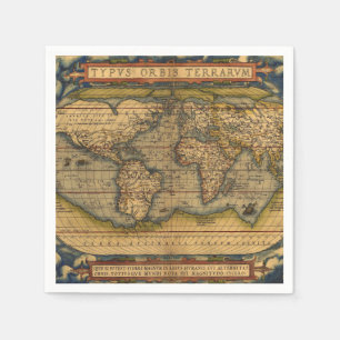 Ortelius 1570 World Map: Antique Cartography Napkins